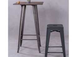 Taburete metálico apilable de acero (68cm) - Bistro - Negro