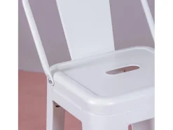 Taburete metálico industrial con respaldo bajo (76cm) - Bistro - Blanco