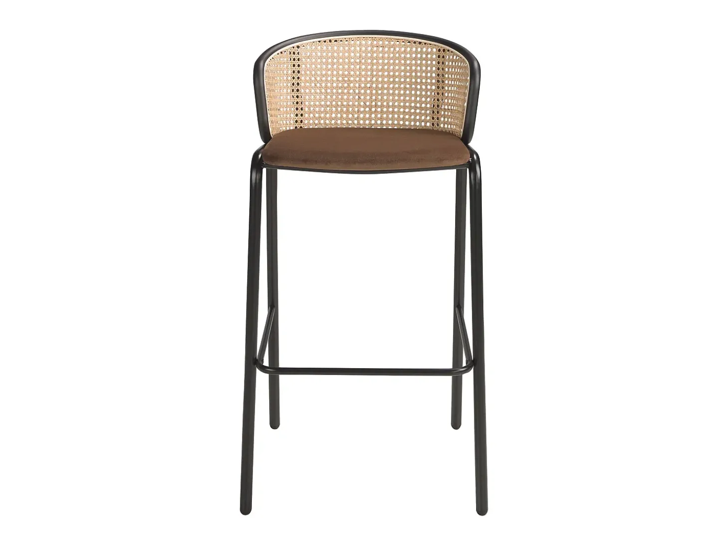 Taburete rattan y terciopelo marrón 4128 ANGEL CERDA