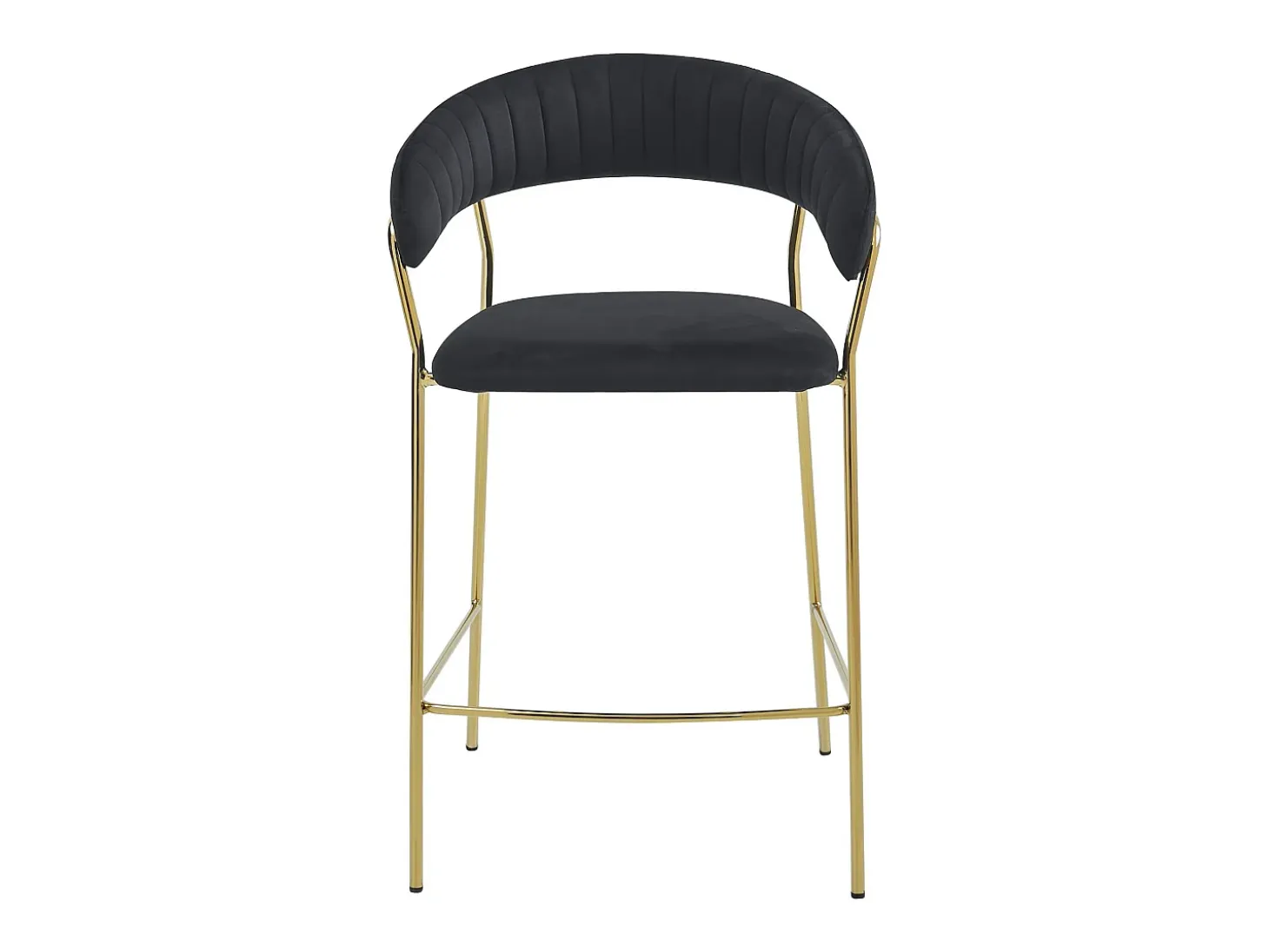 Taburete Valora BADIA de terciopelo negro con patas doradas para cocina
