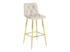 Taburete Valora KODA de terciopelo beige con patas doradas para cocina (x3)