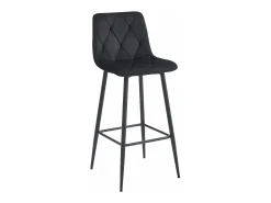 Taburete Valora KODA, de terciopelo negro, con patas negras (x3)
