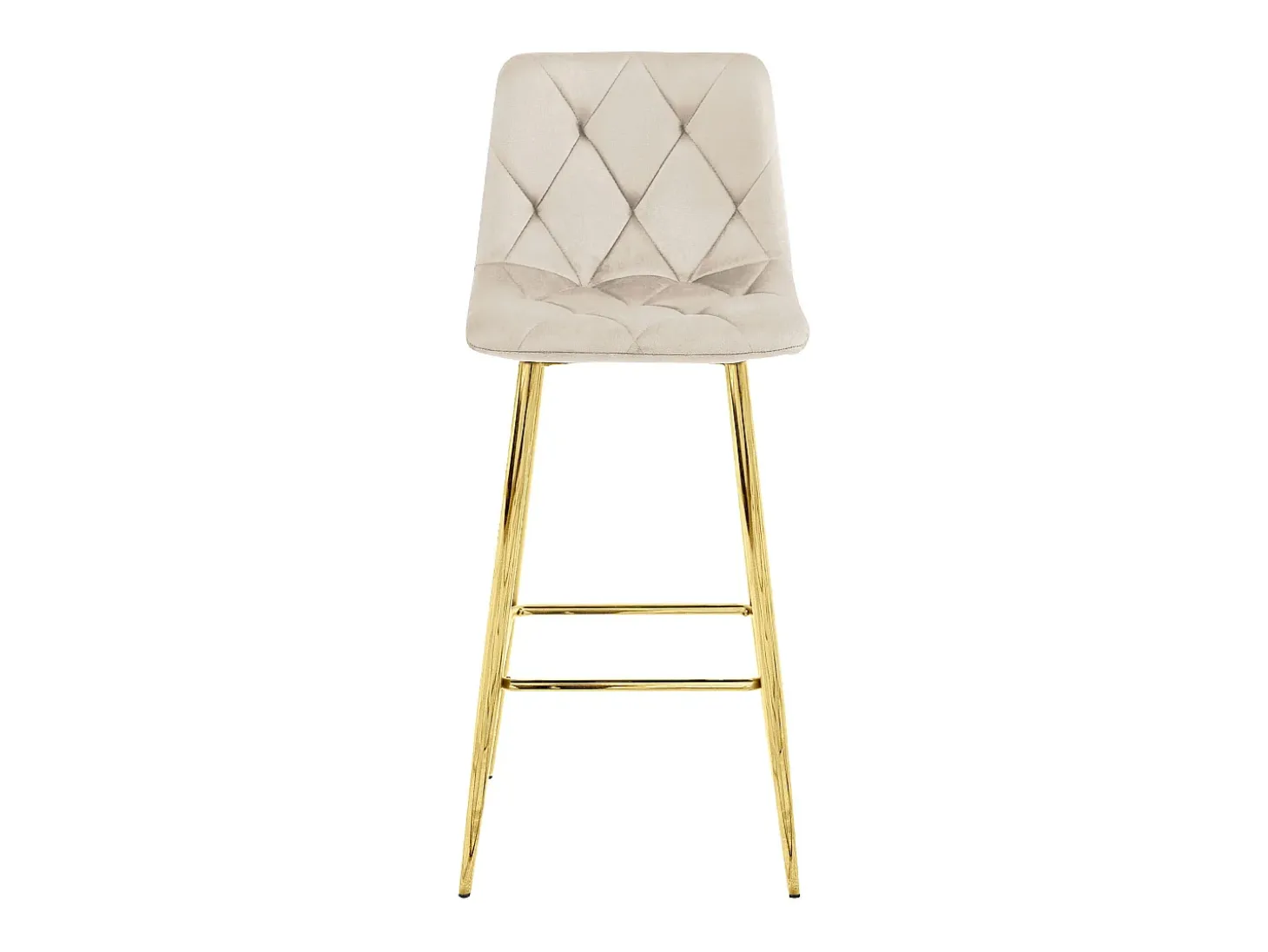 Taburete Valora KODA, terciopelo beige, patas doradas, diseño moderno