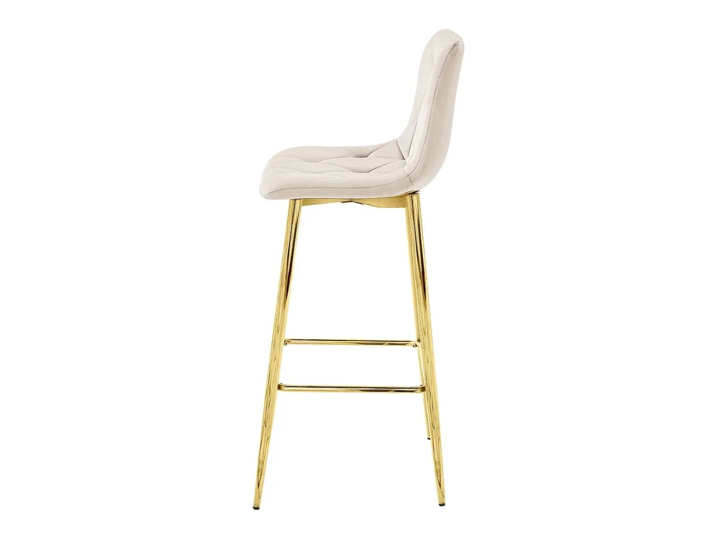 Taburete Valora KODA, terciopelo beige, patas doradas, diseño moderno
