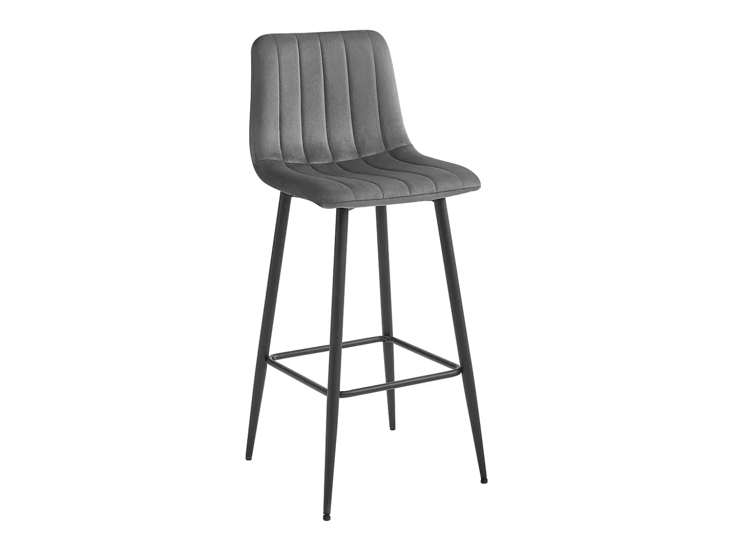 Taburete Valora POZZA de terciopelo gris oscuro con patas negras para cocina (x2)