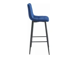 Taburete Valora TEOTO de terciopelo azul marino con patas negras para cocina (x2)