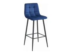 Taburete Valora TEOTO de terciopelo azul marino con patas negras para cocina (x2)