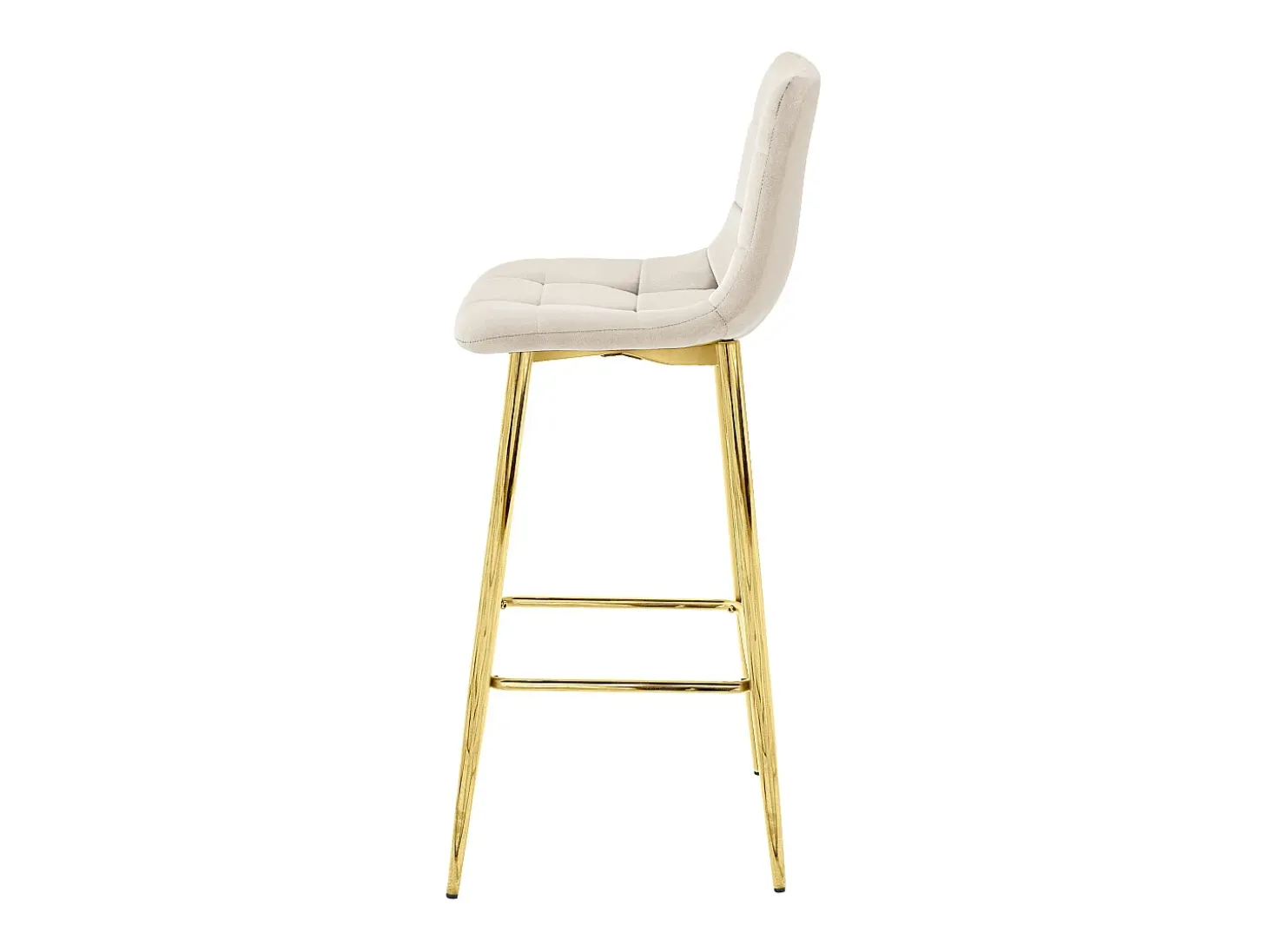 Taburete Valora TEOTO de terciopelo beige con patas doradas para cocina (x2)