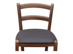 Taburete Venice en madera de nogal oscuro h 73 con asiento acolchado marrón