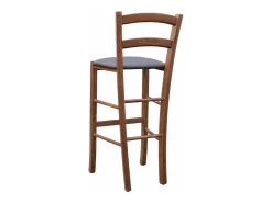 Taburete Venice en madera de nogal oscuro h 73 con asiento acolchado marrón