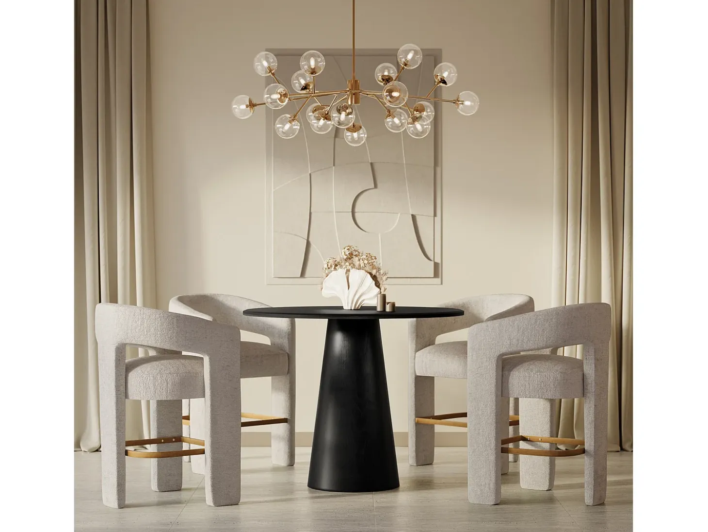 Taburete 61x89x57 cm beige Leith LET71HN