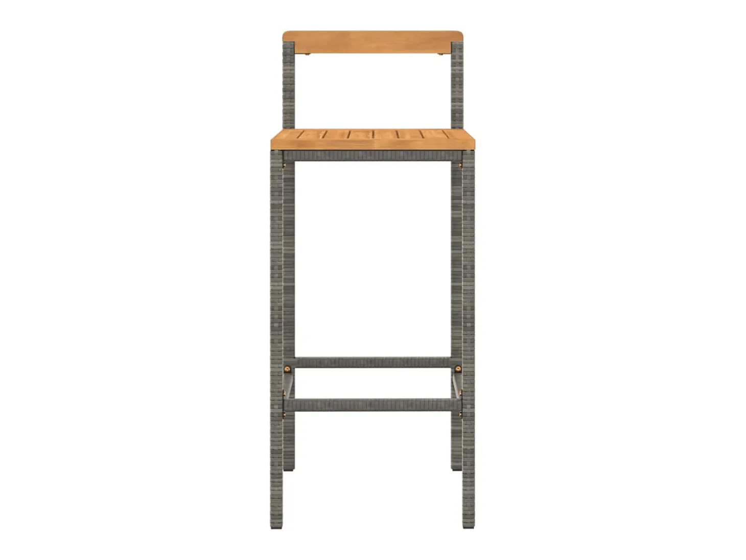 Taburetes altos 2 uds madera de acacia y ratán sintético gris