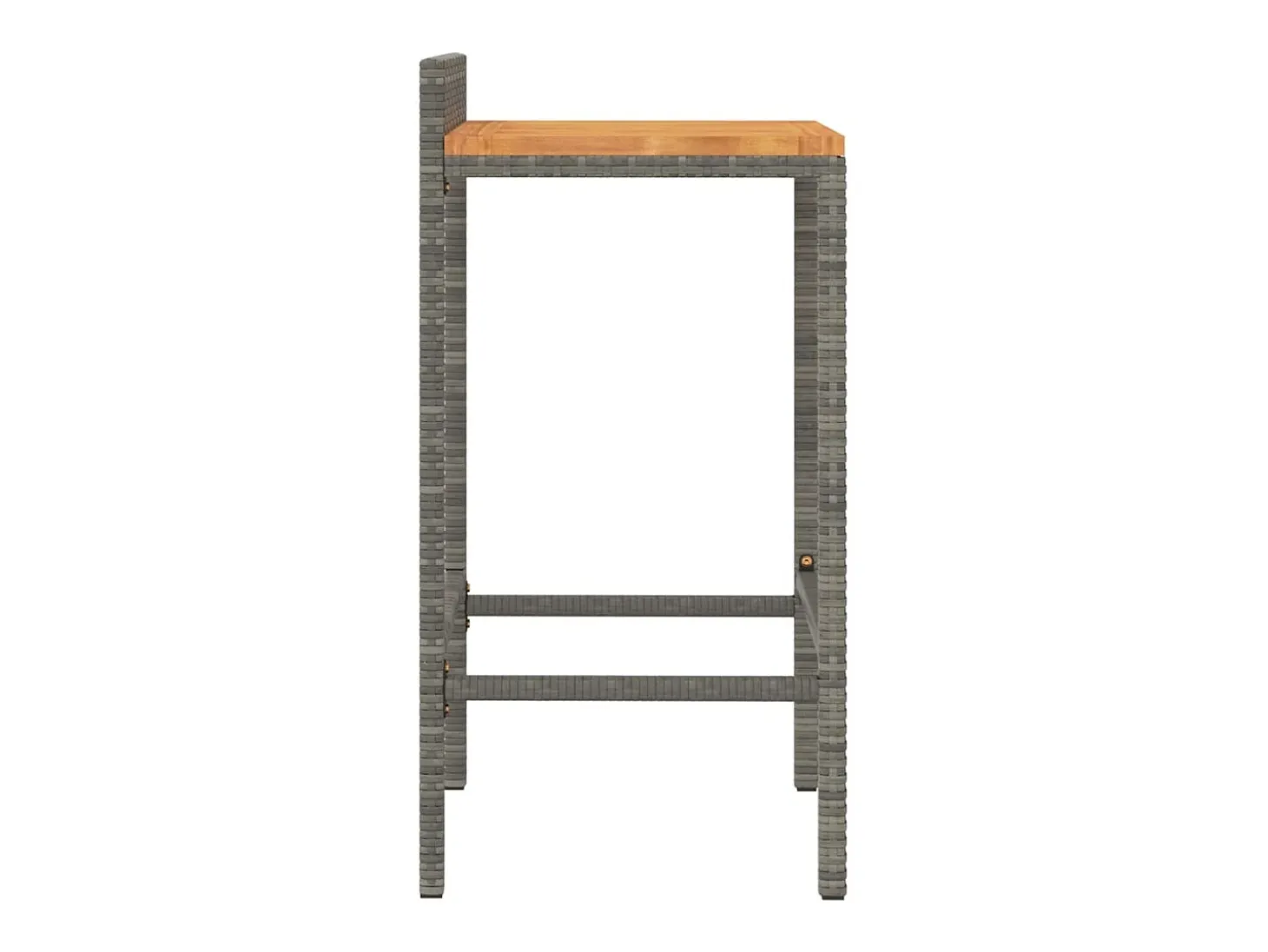 Taburetes altos 4 uds madera de acacia y ratán sintético gris