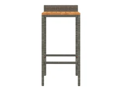 Taburetes altos 4 uds madera de acacia y ratán sintético gris