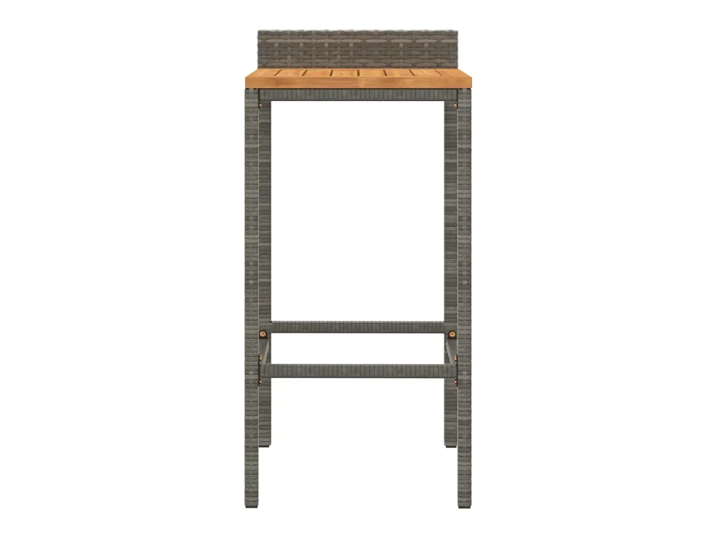 Taburetes altos 4 uds madera de acacia y ratán sintético gris