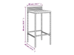 Taburetes altos 4 uds madera de acacia y ratán sintético gris