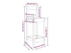 Taburetes altos 2 uds madera maciza de pino 40x41,5x112 cm