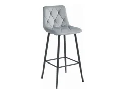 Taburetes bar Valora KODA terciopelo gris plata patas acero x2