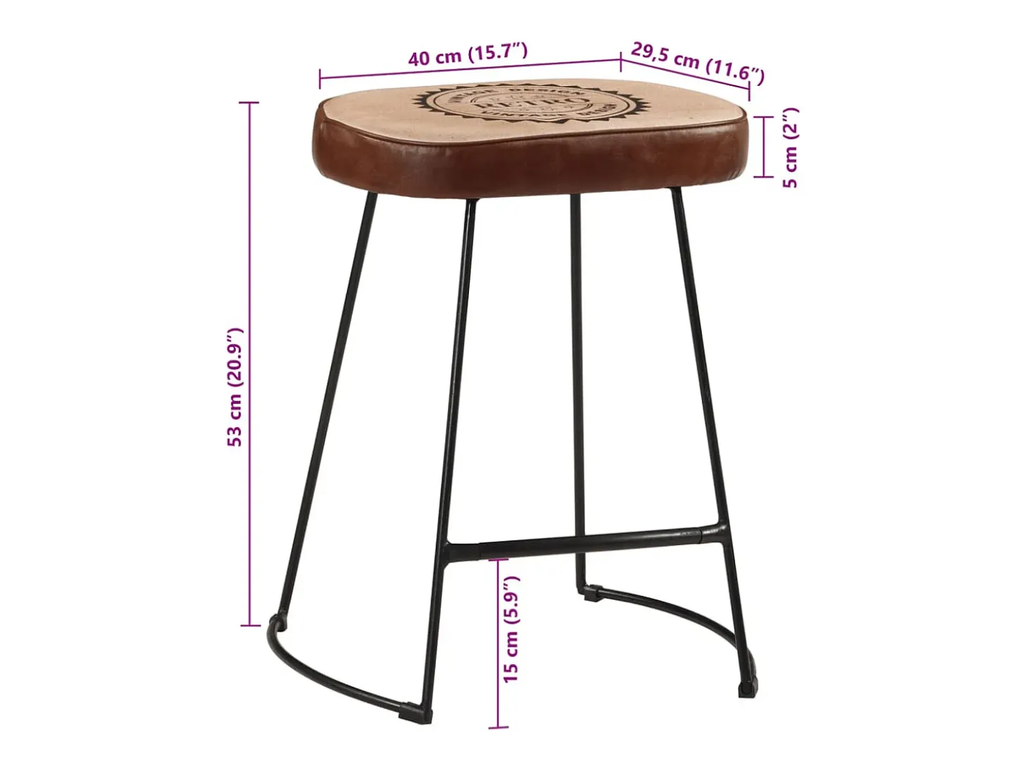 Taburetes de bar 2 uds marrón oscuro 40x29,5x53 cm