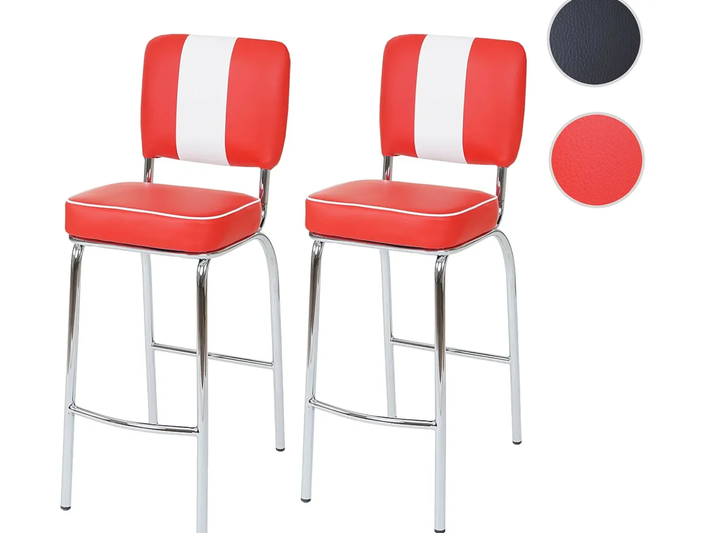 Taburetes de bar Akita (juego de 2), rojo y blanco