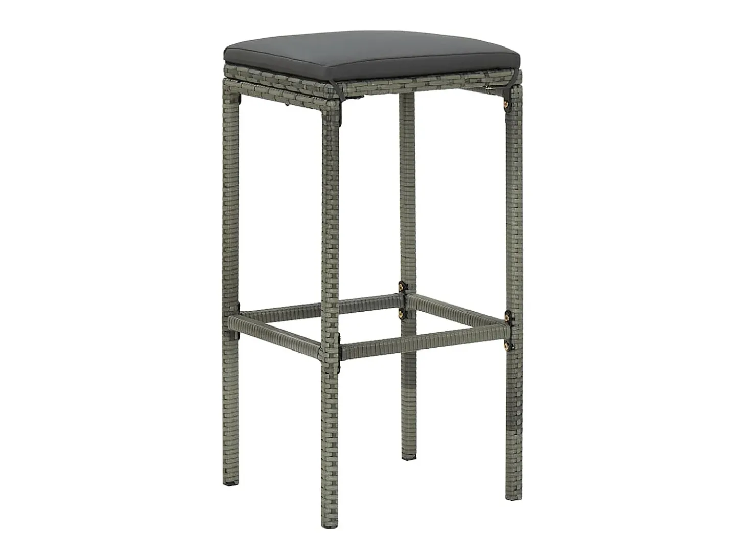 Taburetes de bar con cojines, juego de 3, gris, resina trenzada