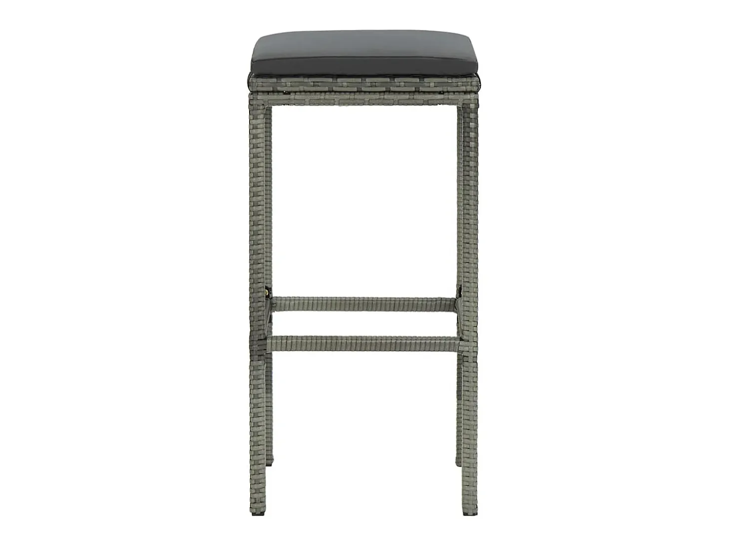 Taburetes de bar con cojines, juego de 3, gris, resina trenzada