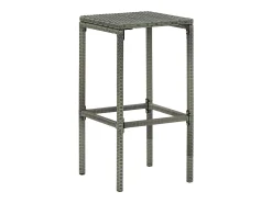 Taburetes de bar con cojines, juego de 3, gris, resina trenzada