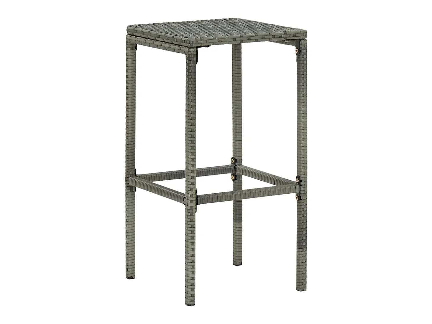 Taburetes de bar con cojines, juego de 3, gris, resina trenzada