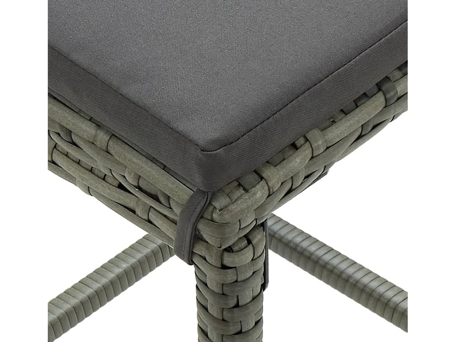 Taburetes de bar con cojines, juego de 3, gris, resina trenzada