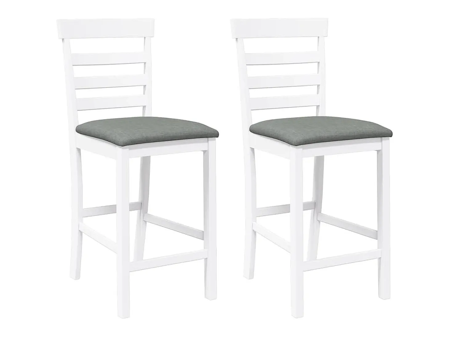 Taburetes de bar con cojines 2 uds madera maciza blanca caucho