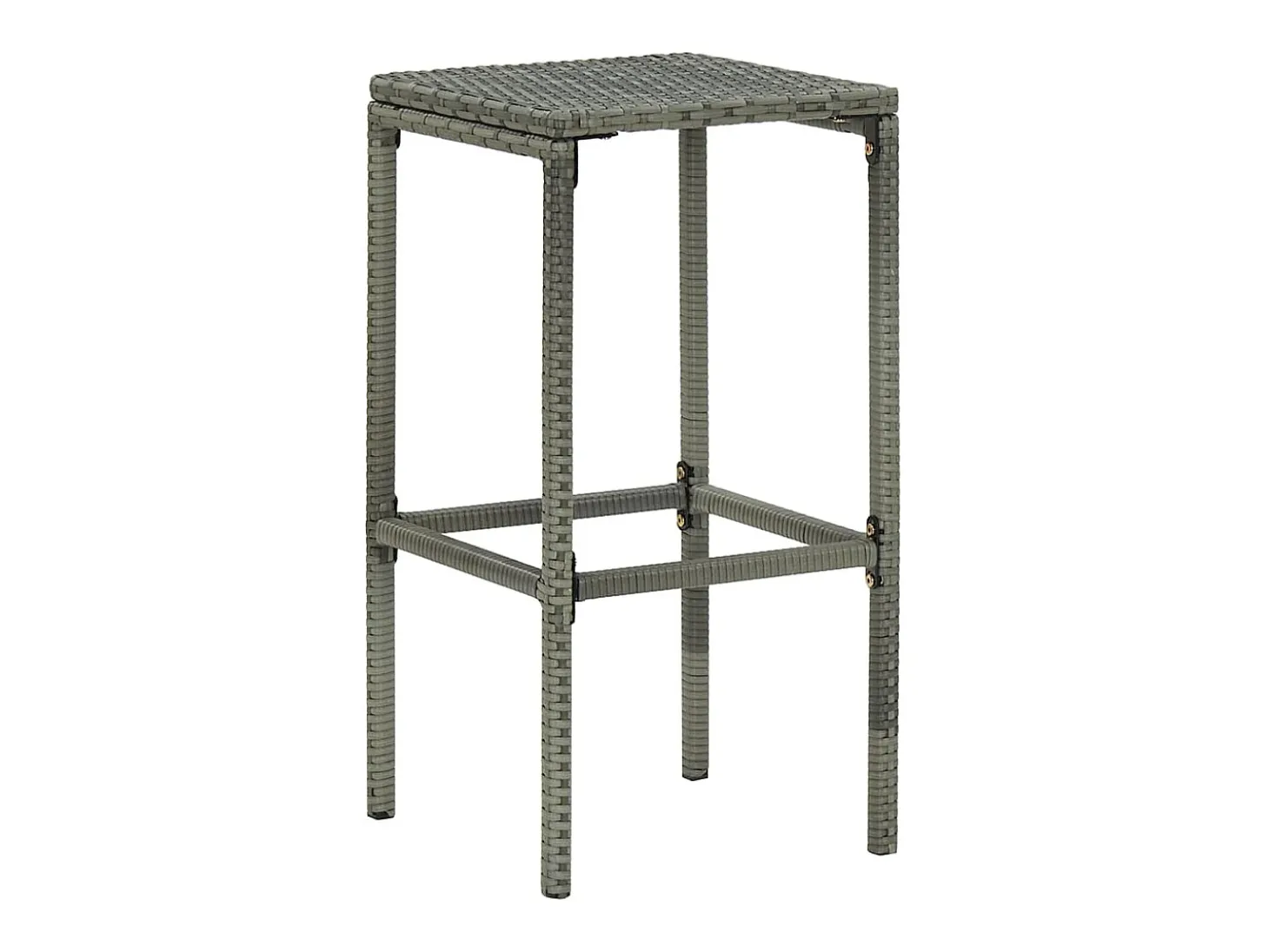 Taburetes de bar con cojines, juego de 2, gris, resina trenzada