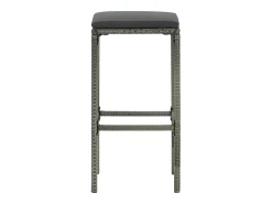 Taburetes de bar con cojines, juego de 2, gris, resina trenzada