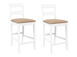 Taburetes de bar con cojines 2 piezas madera maciza de caucho blanco
