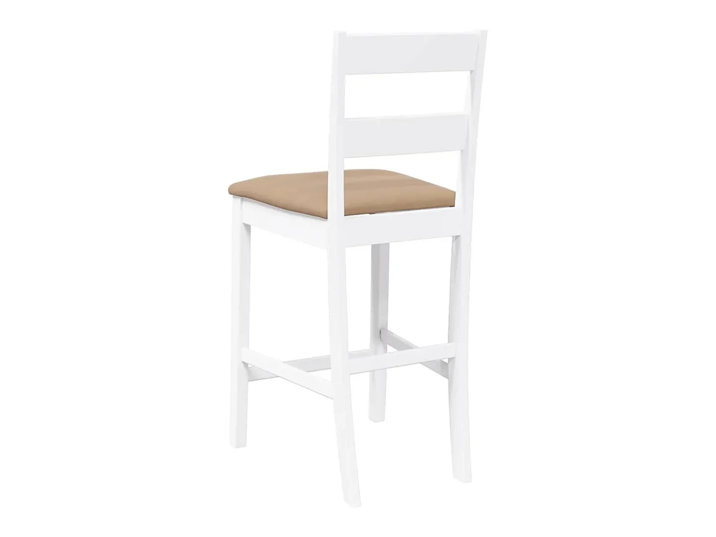 Taburetes de bar con cojines 2 piezas madera maciza de caucho blanco