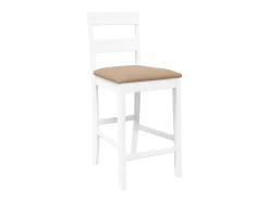 Taburetes de bar con cojines 2 piezas madera maciza de caucho blanco