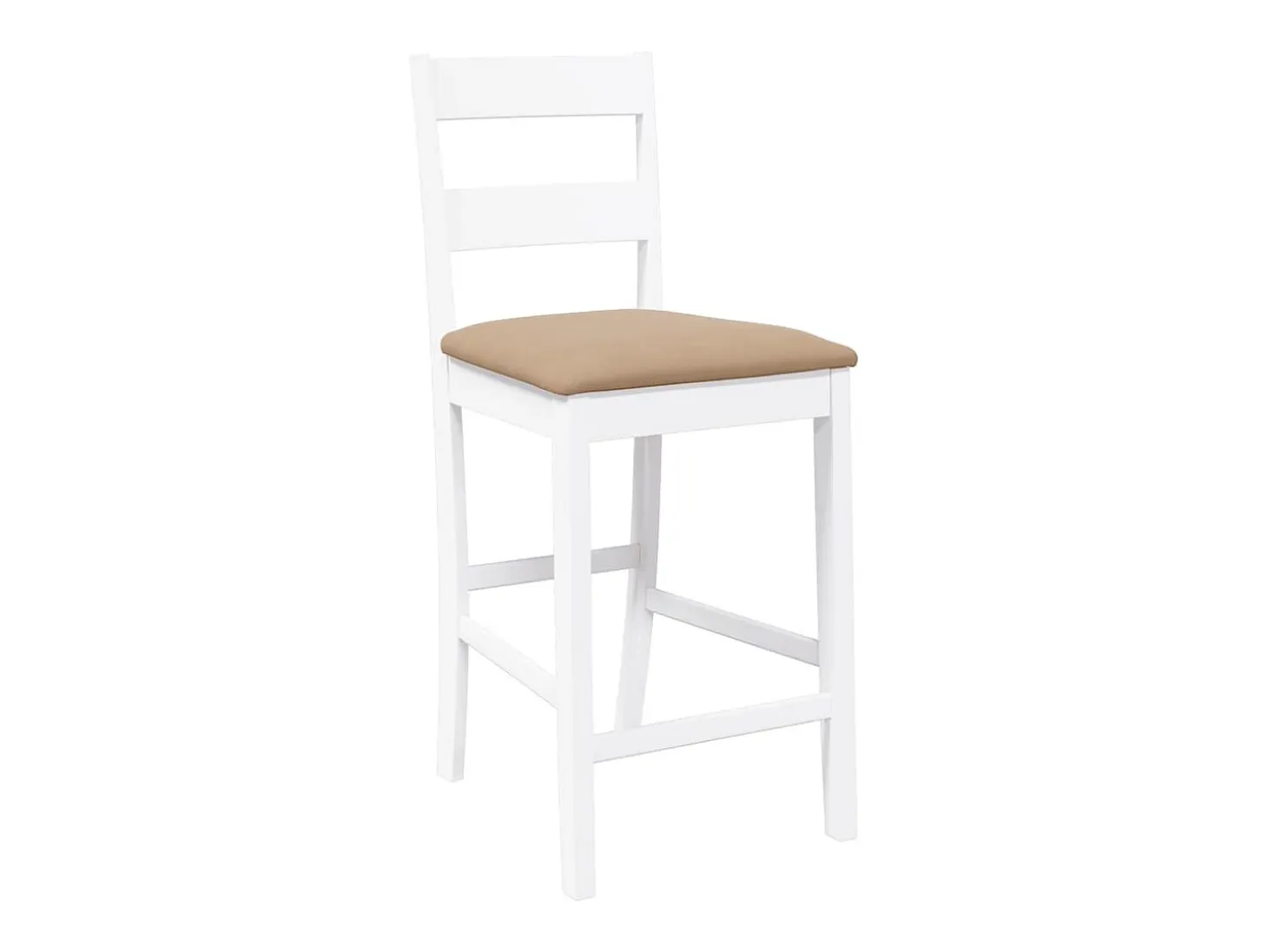 Taburetes de bar con cojines 2 piezas madera maciza de caucho blanco
