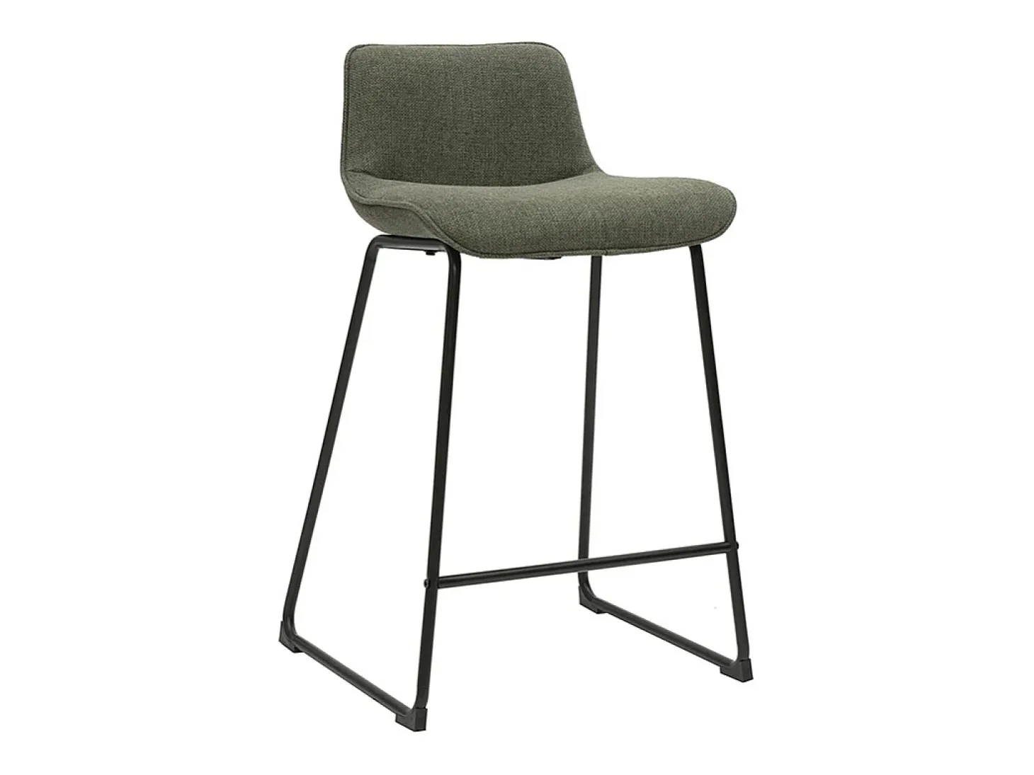Taburetes de bar de tela verde caqui y metal de 65 cm de alto (juego de 2) BOOST