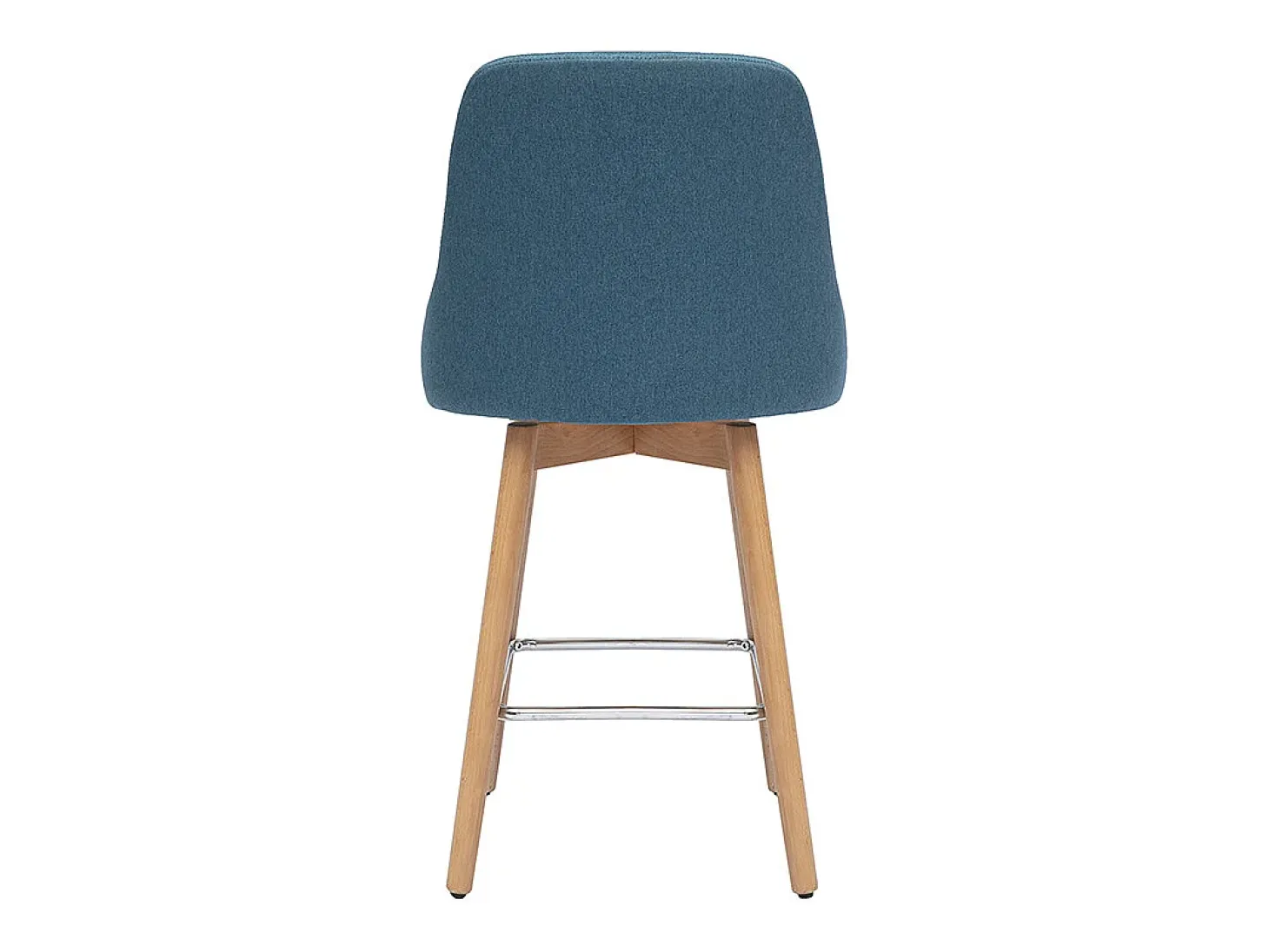 Taburetes de bar escandinavos giratorios 360° en tela azul pato y madera de haya maciza H65 cm (juego de 2) HASTA