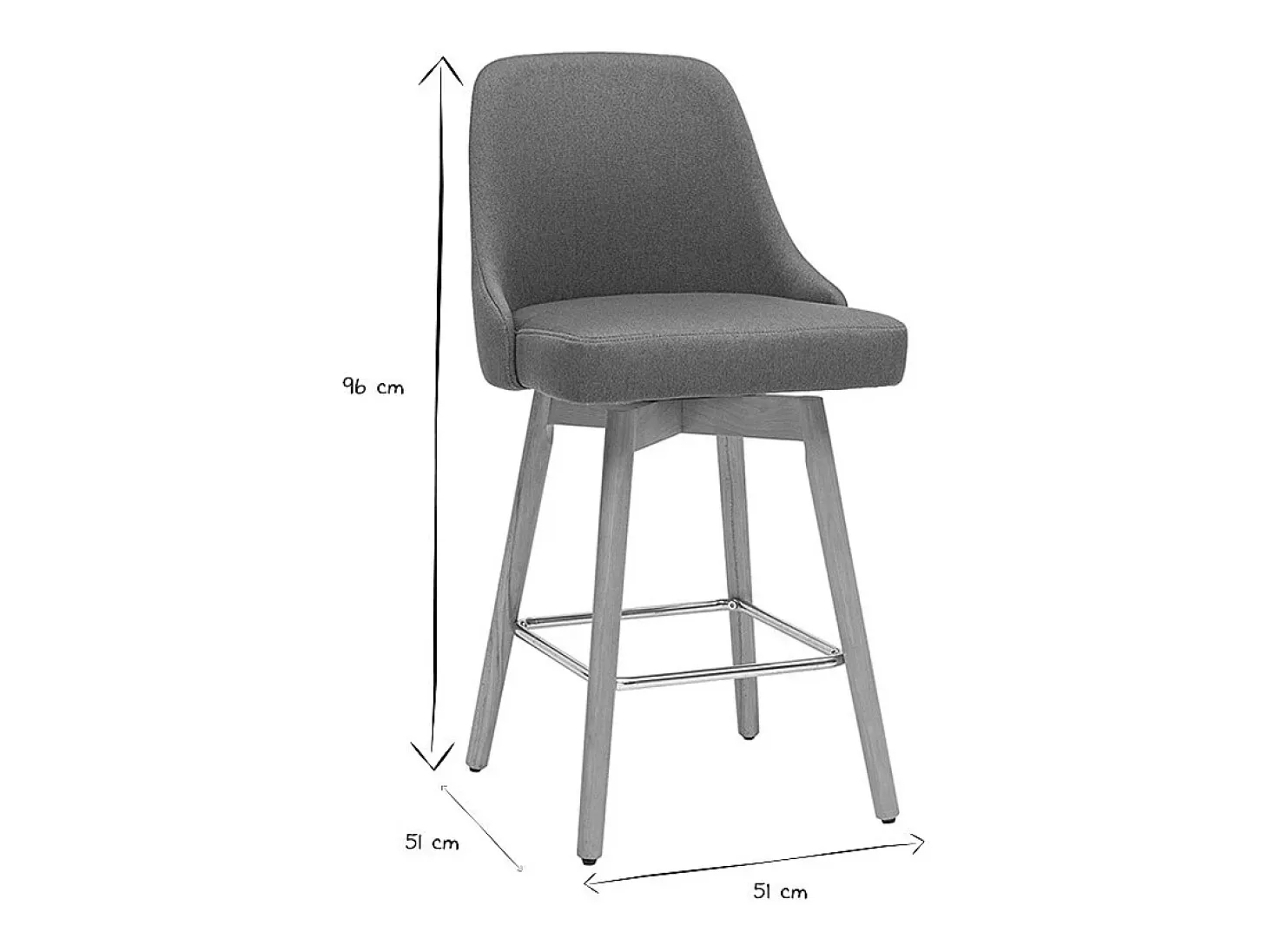 Taburetes de bar escandinavos giratorios 360° en tela azul pato y madera de haya maciza H65 cm (juego de 2) HASTA