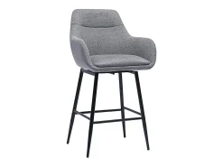 Taburetes de bar giratorios 360° en tela efecto terciopelo texturizado gris y metal H65.5 cm (paquete de 2) ALESS