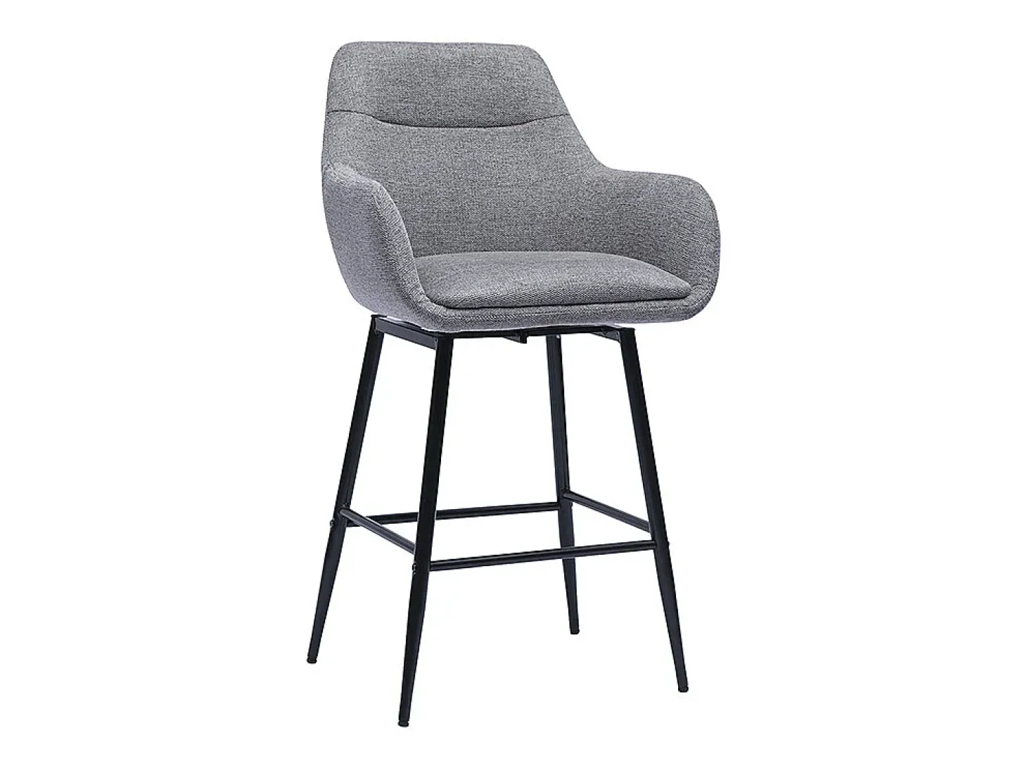 Taburetes de bar giratorios 360° en tela efecto terciopelo texturizado gris y metal H65.5 cm (paquete de 2) ALESS