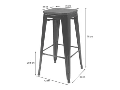 Taburetes de bar MCW-A73 (juego de 4), negro