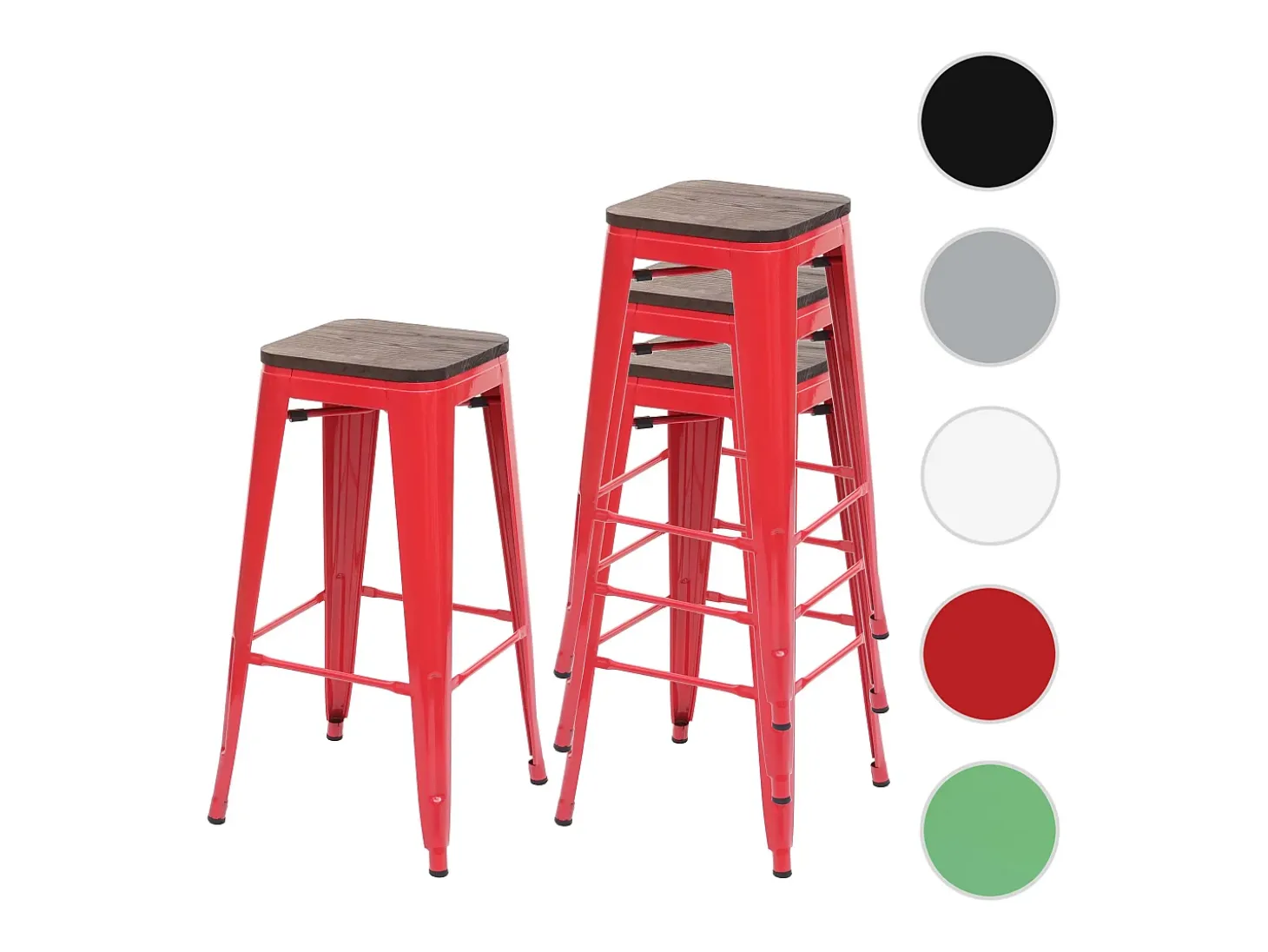 Taburetes de bar MCW-A73 (juego de 4), rojo