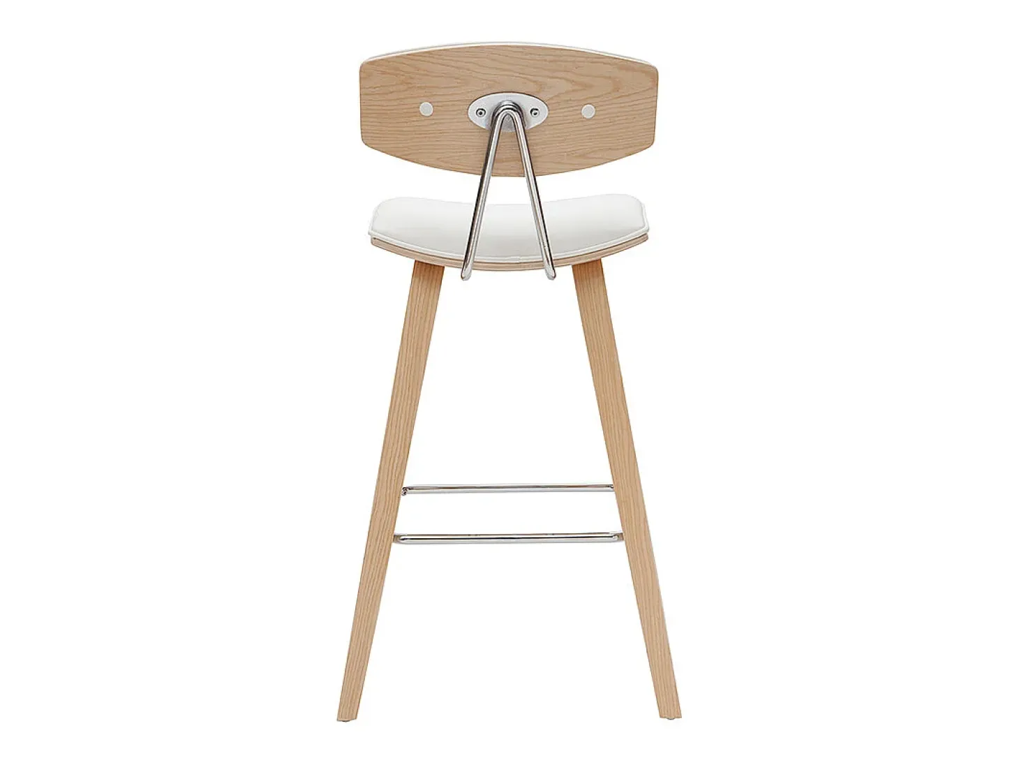 Taburetes de bar modernos blanco y madera clar A69 cm (lote de 2) VASCO