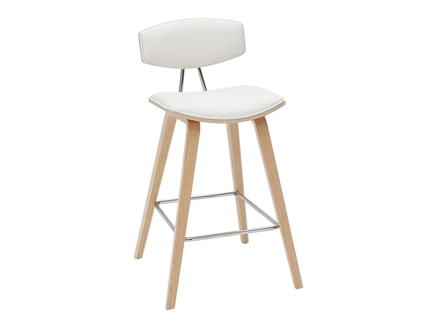 Taburetes de bar modernos blanco y madera clar A69 cm (lote de 2) VASCO