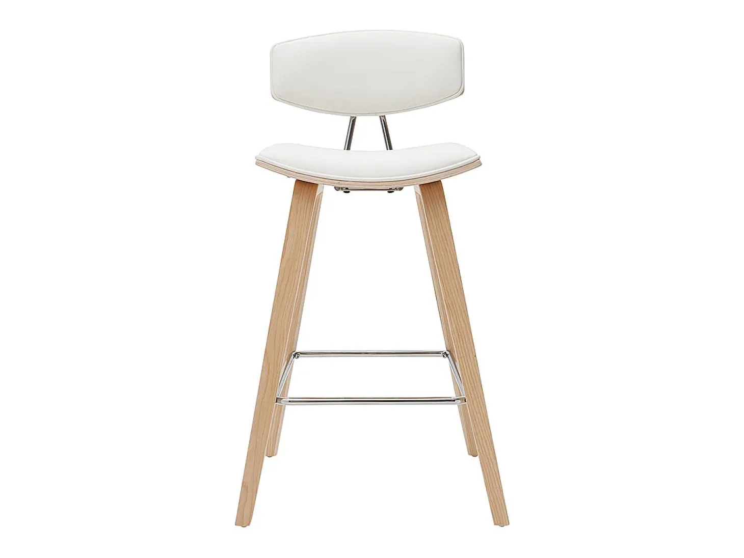Taburetes de bar modernos blanco y madera clar A69 cm (lote de 2) VASCO