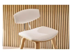 Taburetes de bar modernos blanco y madera clar A69 cm (lote de 2) VASCO
