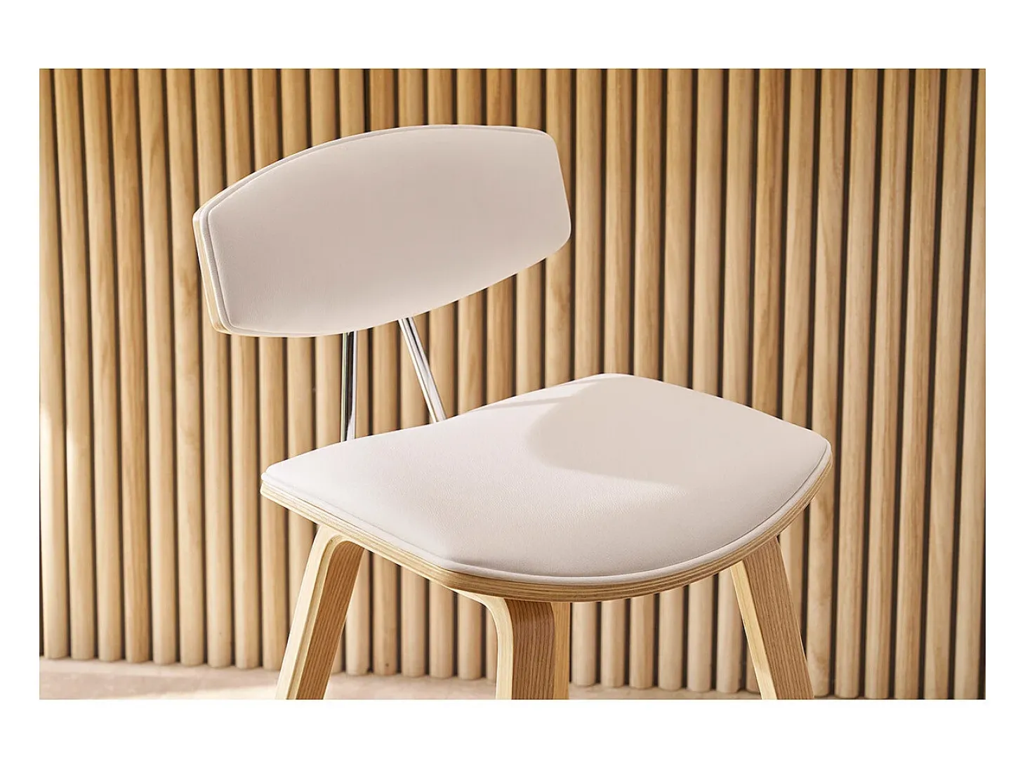 Taburetes de bar modernos blanco y madera clar A69 cm (lote de 2) VASCO