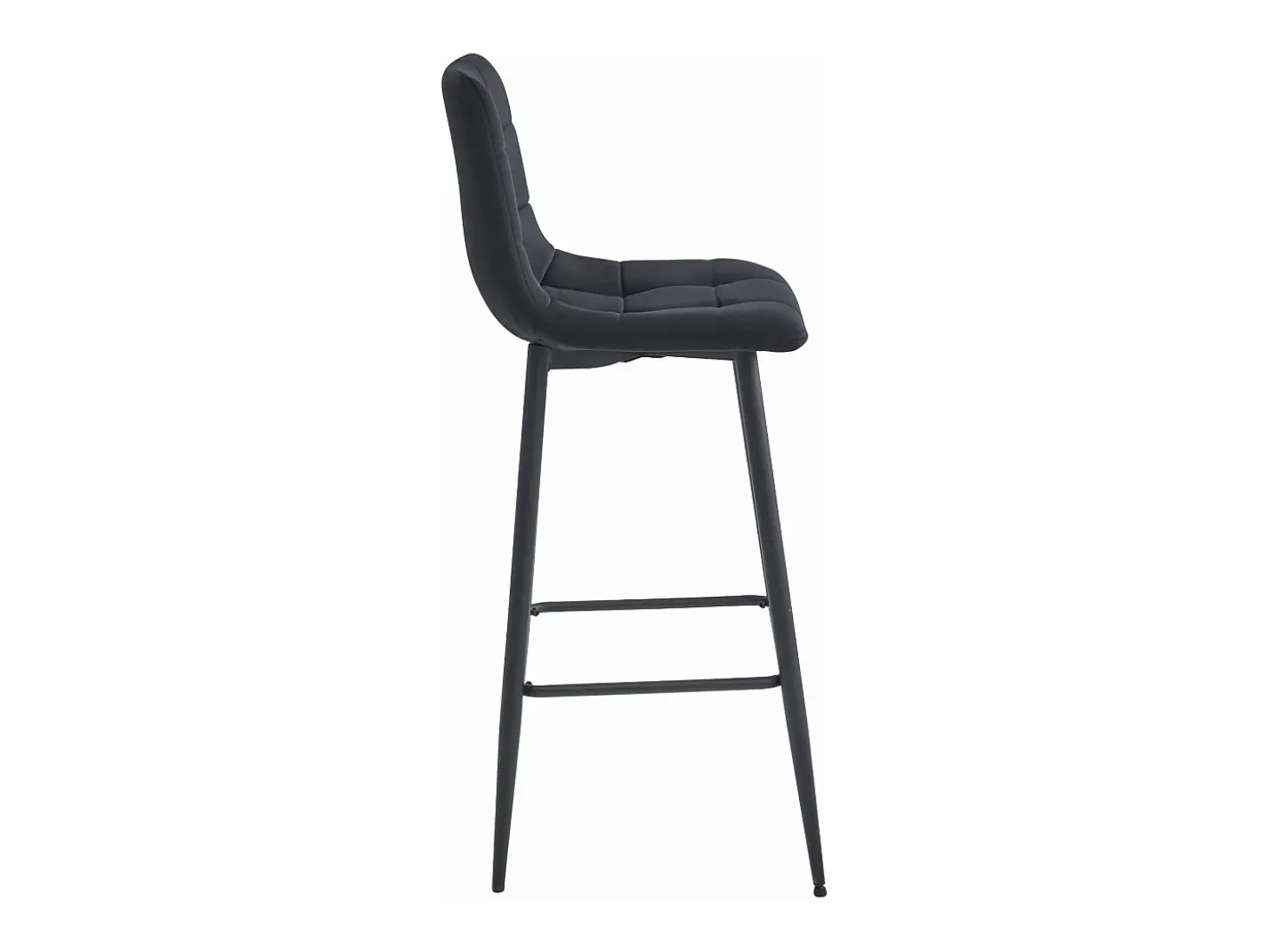 Taburetes de bar Valora TEOTO de terciopelo negro con patas de acero negro x2