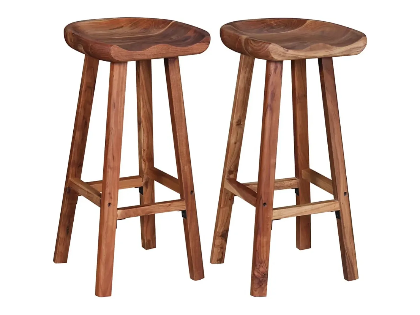 Taburetes de barra de cocina 2 unidades madera maciza de acacia